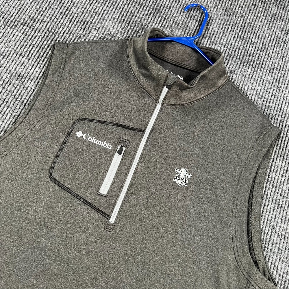 Columbia Golf Vest Mens Large Gray Sleeveless Full Zip Outdoor Performance FCA